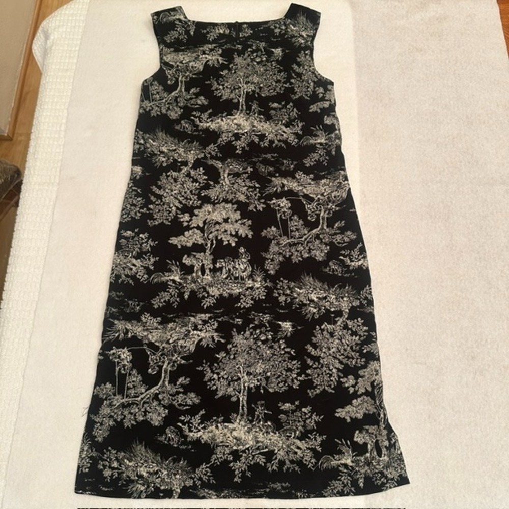 Coldwater Creek Black Toile Print Sleeveless Maxi Dress Size 6 Vintage USA Made